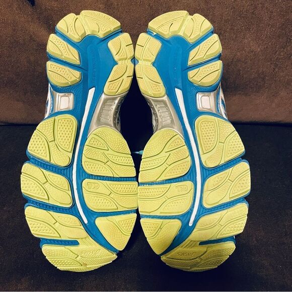 Excellent Asics GEL Nimbus 16 grey blue lime womens running shoes 7.5 Medium - Picture 7 of 13